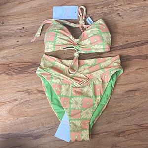 Dippin’ Daisy’s bikini set Christina top/retro surf bottom small S NWT NEW